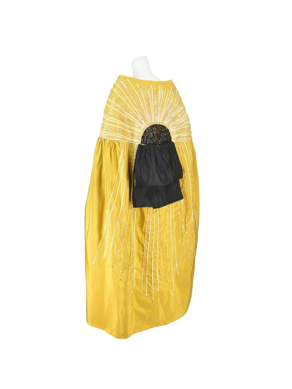 LEE MENICHETTI Golden Yellow Silk Faille Cloak with Black Silk Lining OS